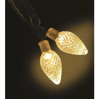 Dekortrend Kültéri Kristálycsepp fényfüzér, 30 LED, MELEG – zöld kábel – Karácsonyi világítások