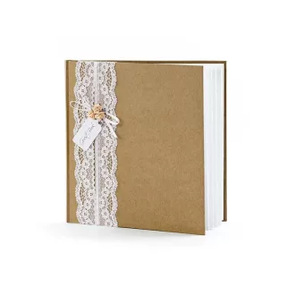   Vendégkönyv, 20,5x20,5 cm, "Guest book" felirattal, 22 oldal