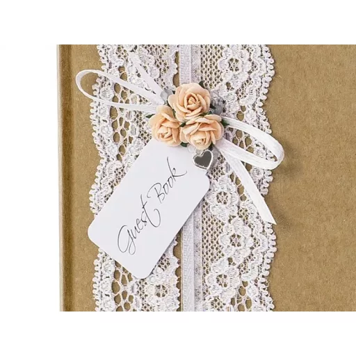 Vendégkönyv, 20,5x20,5 cm, "Guest book" felirattal, 22 oldal