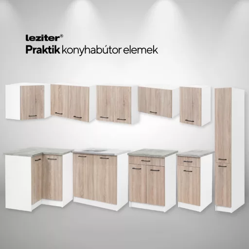 Praktik 30 kamraszekrény 2 ajtós, fehér-sonoma tölgy
