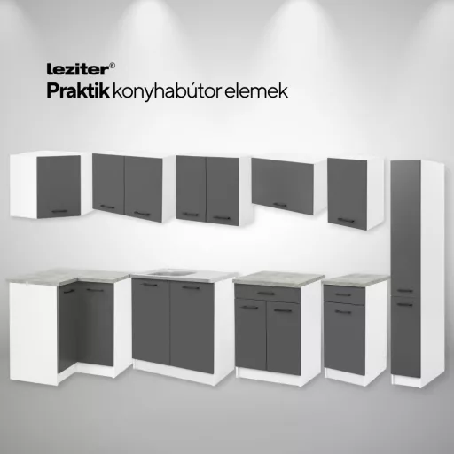 Praktik 90 alsó sarok szekrény 2 ajtós, fehér-antracit