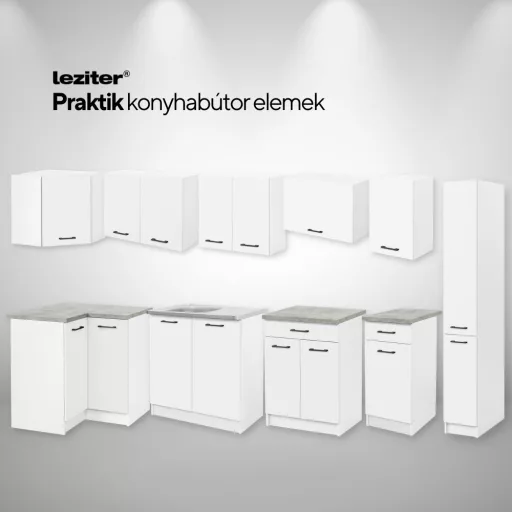 Praktik 90 alsó sarok szekrény 2 ajtós, fehér-fehér