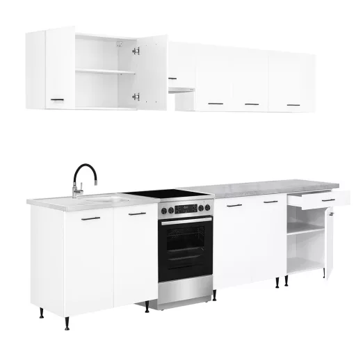 Primo 280 konyhabútor fehér, chromix munkalappal