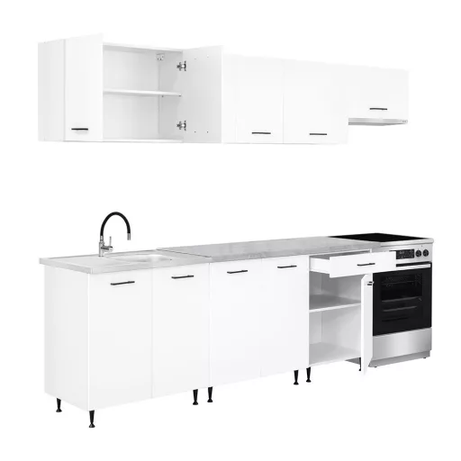 Primo 280 konyhabútor fehér, chromix munkalappal