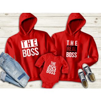 Piros BOSS feliratos gyerek pulóver – 56