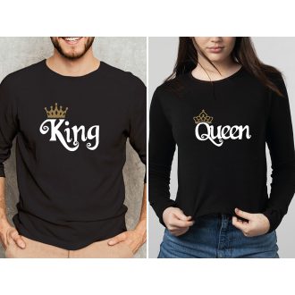   King & Queen hosszú ujjú póló szett - fekete indás férfi