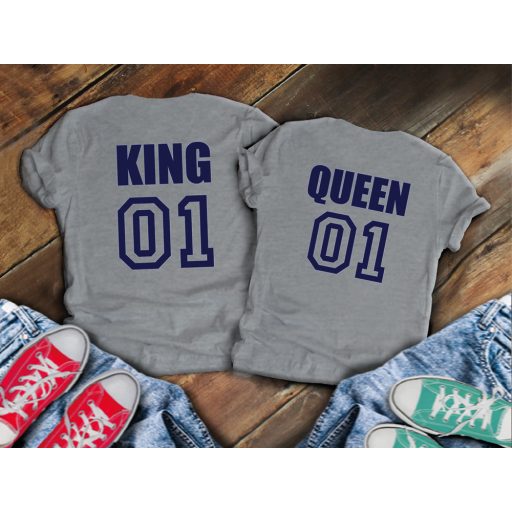 Páros póló king and queen szürke (mezes) női M