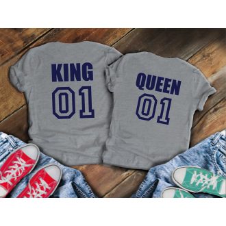 Szürke mézeskalács king–queen páros póló, női