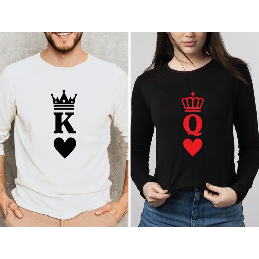 K+Q páros hosszú ujjú póló koronával és szívvel – női