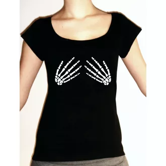 Csontváz kezes halloweenis póló női S