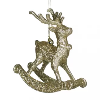 Glitteres szarvas karácsonyfadísz – 12 cm