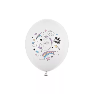   Léggömbök 30cm, Egyszarvú, pasztell tiszta fehér - 50db/csomag