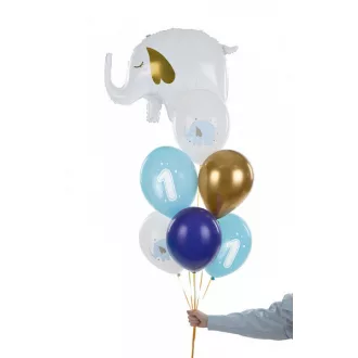   Léggömb, 30 cm, egy éves születésnapra, pasztell világoskék (50 db)