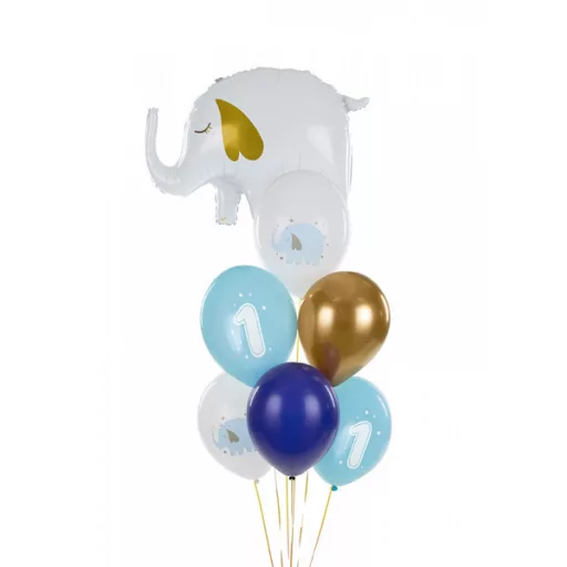 Léggömb, 30 cm, egy éves születésnapra, pasztell világoskék (50 db)