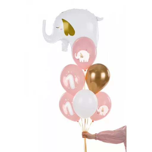 Léggömb, 30 cm, egy éves születésnapra, pasztell halványrózsaszín (50 db)