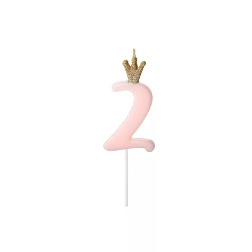 Szülinapi számgyertya, 2, halványrózsaszín, 9.5 cm – Gyertya, Csillagszóró, Tűzijáték és Szívószál