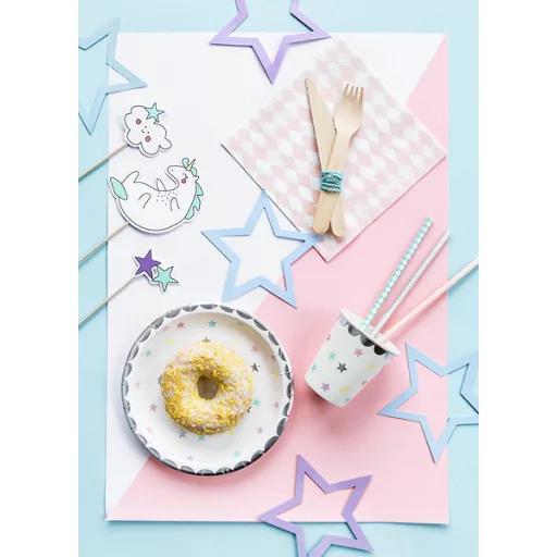 Papírszívószálak, világos rózsaszín, kis, fehér pöttyökkel 19,5 centiméter (10 db/csomag)