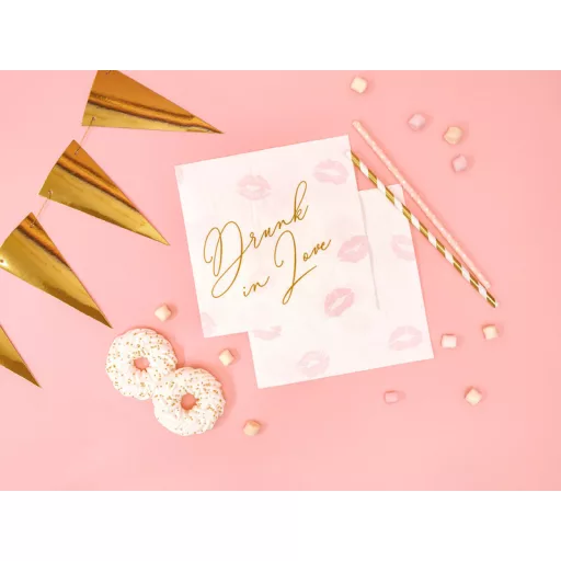 Papírszívószálak, világos rózsaszín, kis, fehér pöttyökkel 19,5 centiméter (10 db/csomag)