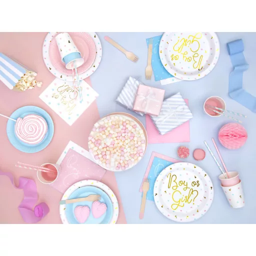 Papírszívószálak, világos rózsaszín, kis, fehér pöttyökkel 19,5 centiméter (10 db/csomag)