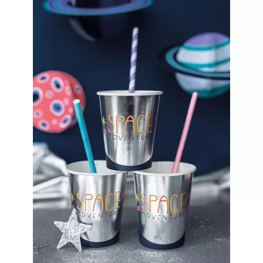 Papír szívószál, világos rózsaszín, 19,5 cm (10 db/csomag)