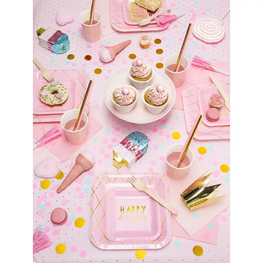 Papír szívószál, világos rózsaszín, 19,5 cm (10 db/csomag)