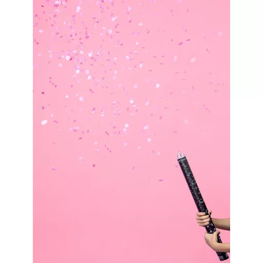 Konfetti ágyú rózsaszín pöttyök, 60cm