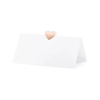 Ültetőkártya szívvel 10x5 cm fehér,rosegold S/10 – Dekoráció - egész évben