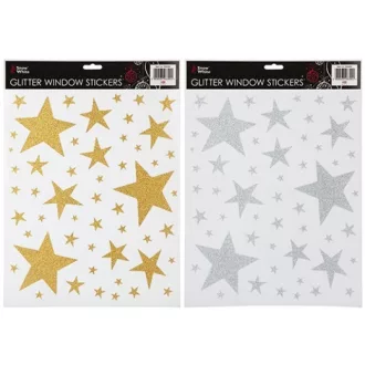 Glitteres, csillag alakú ablakmatricák, ARANY (524060)