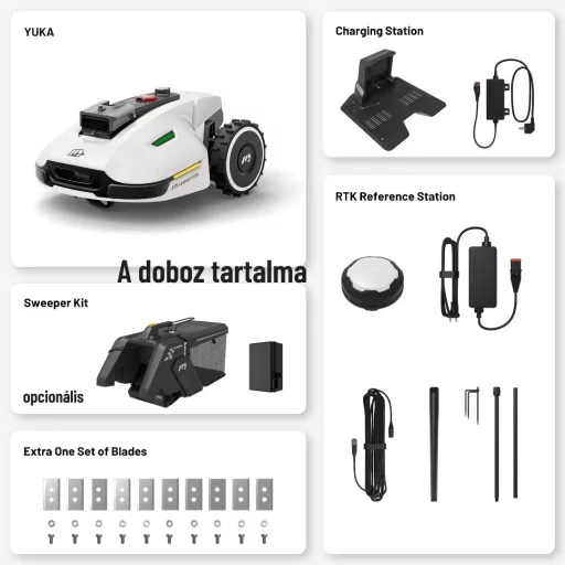 YUKA 3000 robotfűnyíró seprő adapterrel