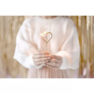 Szív alakú csillagszóró, arany, 16.5cm 2 db/csomag