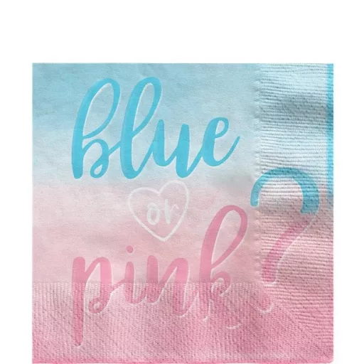 Blue or Pink Parti Szalvéta Babaszületésre - 33 cm x 33 cm, 16 db-os