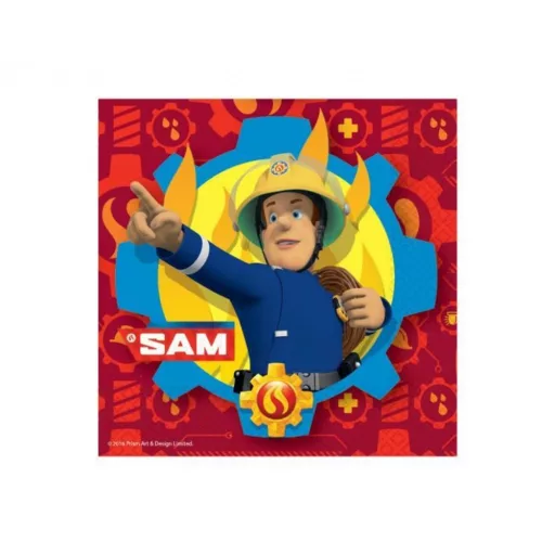 Fireman Sam - Tűzoltó Parti Szalvéta - 33 cm x 33 cm, 20 db-os