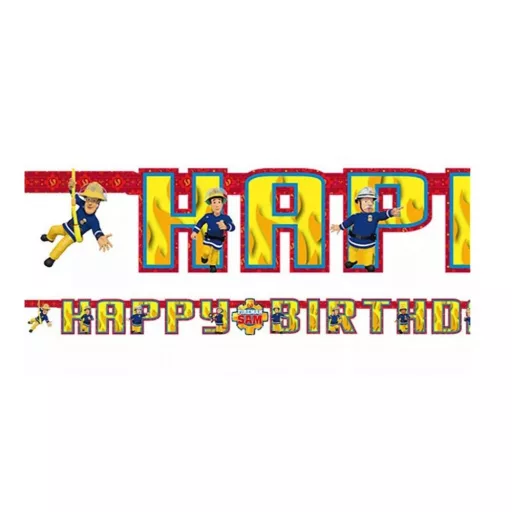 Fireman Sam - Szülinapi Tűzoltó Parti Betűfüzér/Banner - 180 cm