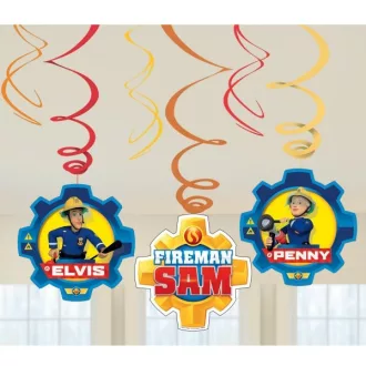 Fireman Sam - Tűzoltó Spirális Függő Dekoráció - 6 db-os – Tűzoltó Sam