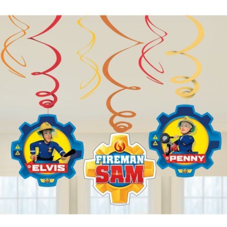 Fireman Sam - Tűzoltó Spirális Függő Dekoráció - 6 db-os