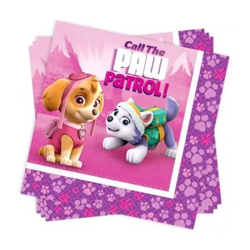 Paw Patrol Pink Parti Szalvéta - 33 cm x 33 cm, 20 db-os