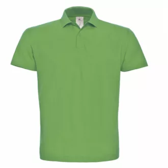   B&C 001 UNISEX galléros, rövid ujjú, póló - Fű zöld - M