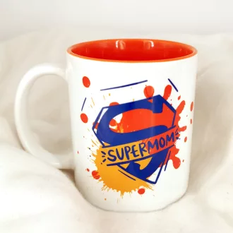 Super mom bögre narancs belsővel – Karácsonyi bögrék