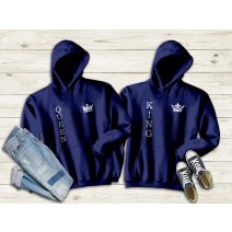 Páros Sötétkék pulóver Navy szett king queen függőlegesen