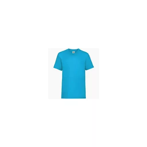 Fruit of the Loom Girls Softspun LÁNY környakú, rövid ujjú, póló - Azúr kék - 9-11 éves