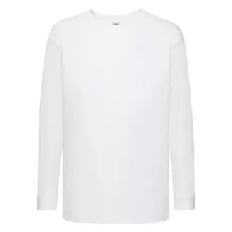   Fruit of the Loom Valueweight GYEREK hosszú ujjú, környakú póló - Fehér - 7-8 éves