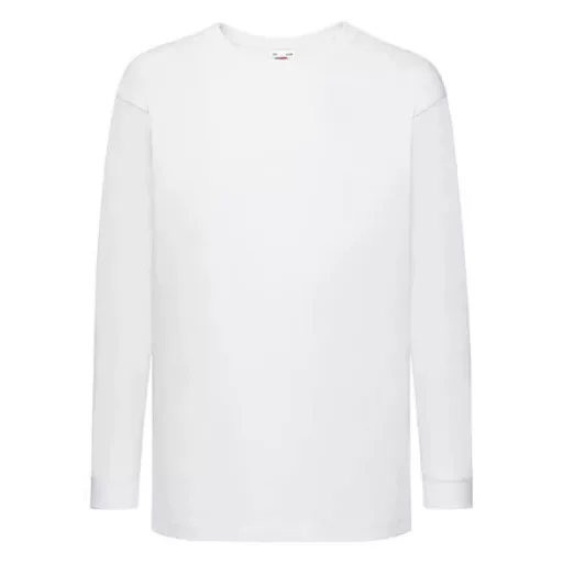 Fruit of the Loom Valueweight GYEREK hosszú ujjú, környakú póló - Fehér - 7-8 éves