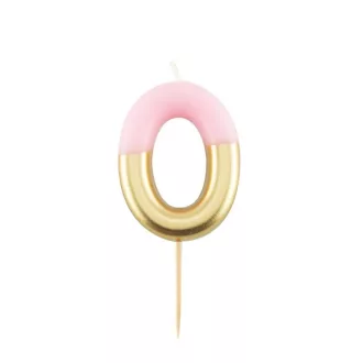 0-ás Fényes Pink Arany Szülinapi Számgyertya