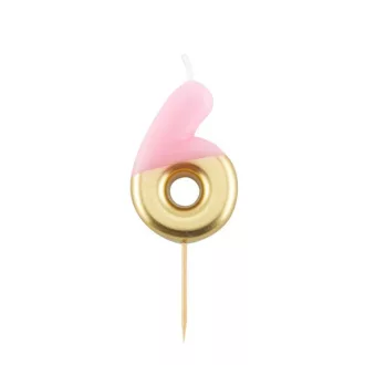 6-os Fényes Pink Arany Szülinapi Számgyertya