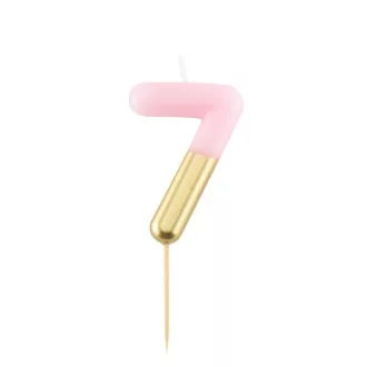 7-es Fényes Pink Arany Szülinapi Számgyertya