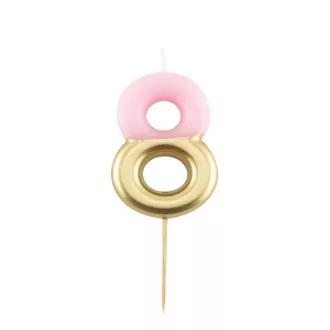 8-as Fényes Pink Arany Szülinapi Számgyertya