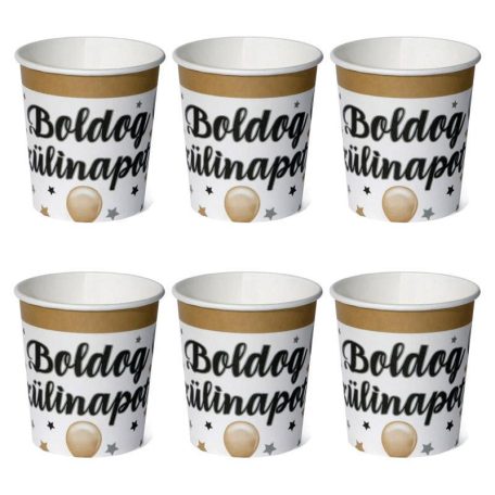 Boldog Szülinapot! Elegáns Léggömbös Parti Papír Pohár - 250 ml, 6 db-os