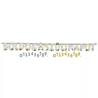   Boldog Szülinapot! Elegáns Léggömbös Számozható Betűfüzér - 2,4 m
