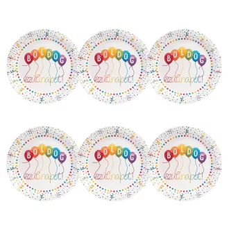   Boldog Szülinapot! Feliratú Streamers Szülinapi Parti Tányér, 23 cm, 6 db-os