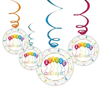   Boldog Szülinapot! Streamers Parti Függő Dekoráció, 6 db-os